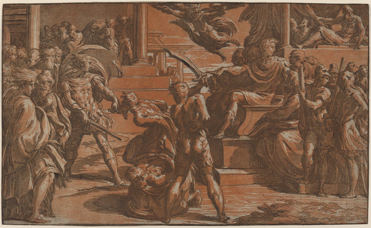 De två heligas martyrskap, ca. 1530. av Antonio da Trento