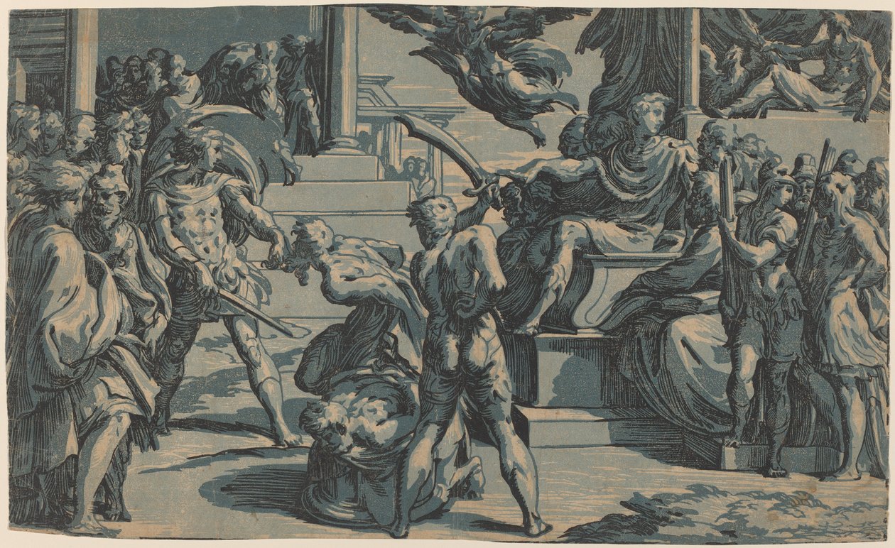 De heliga Petrus och Paulus martyrskap av Antonio da Trento, after Parmigianino