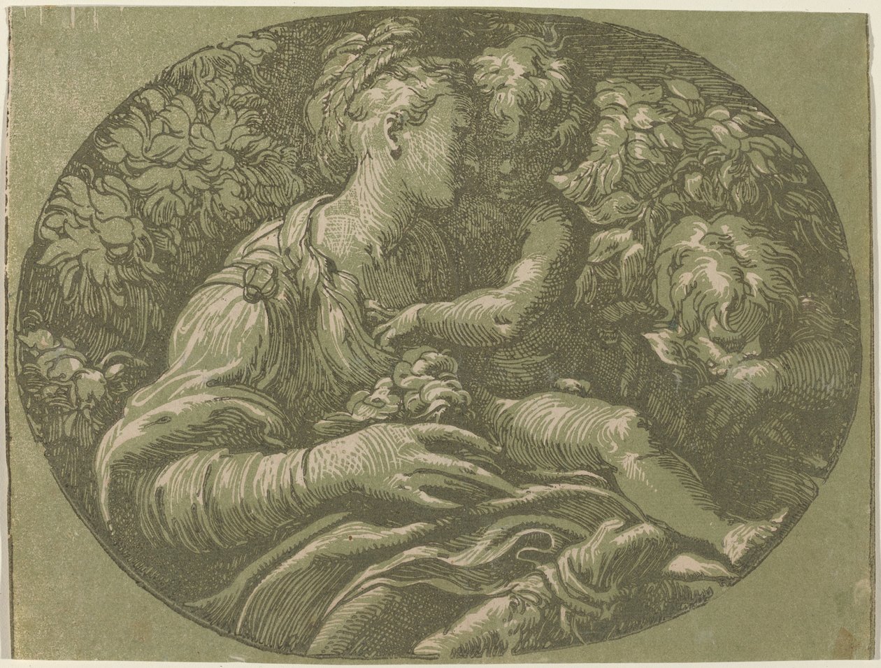 Jungfrun med rosen av Antonio da Trento after Parmigianino