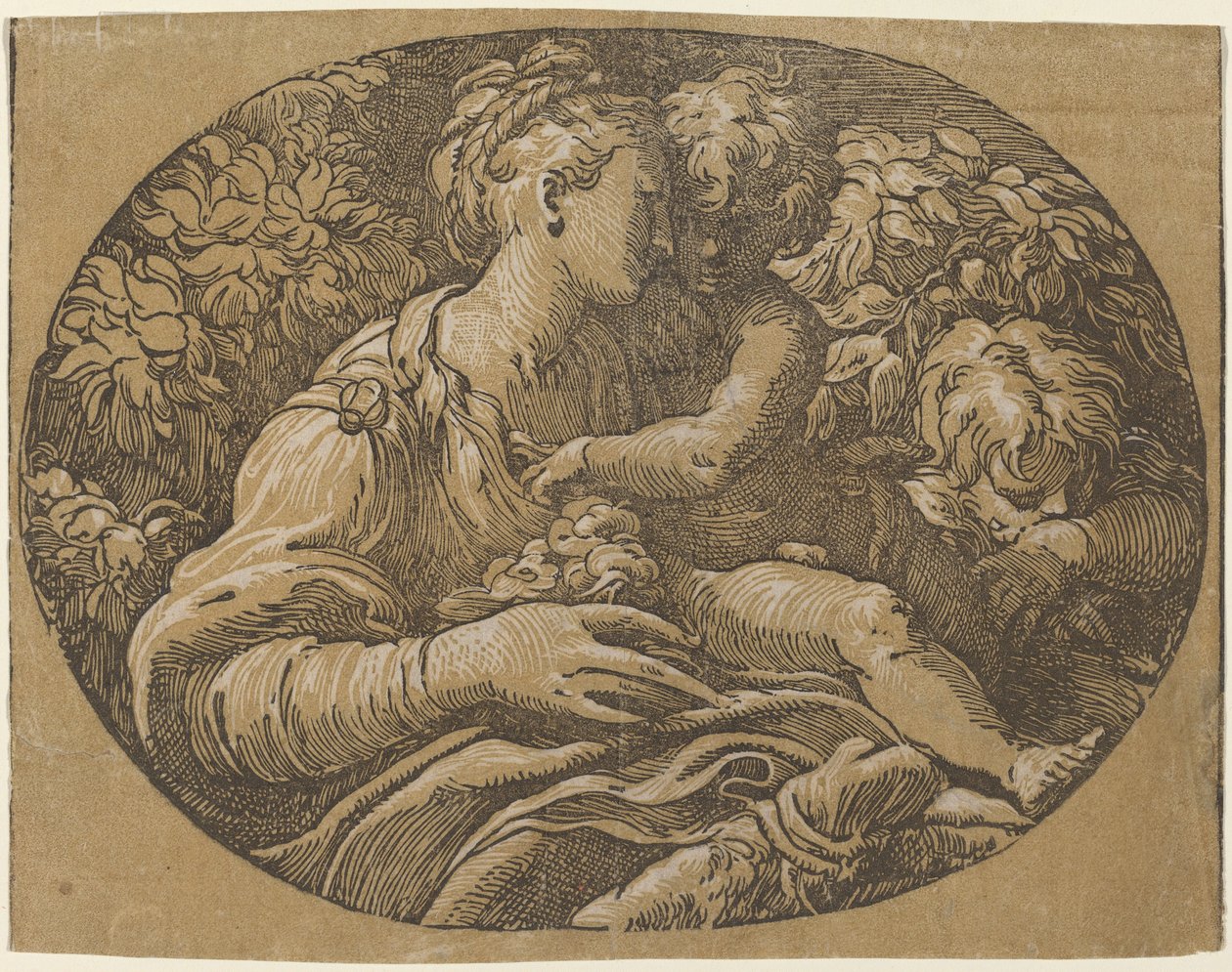 Jungfrun med rosen av Antonio da Trento after Parmigianino