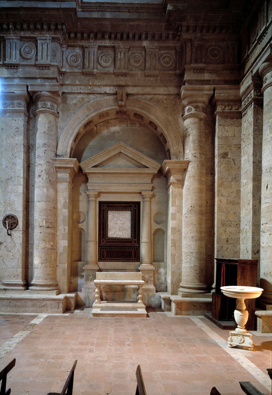 Inre vy av kyrkan St Biagio av Antonio da the elder Sangallo