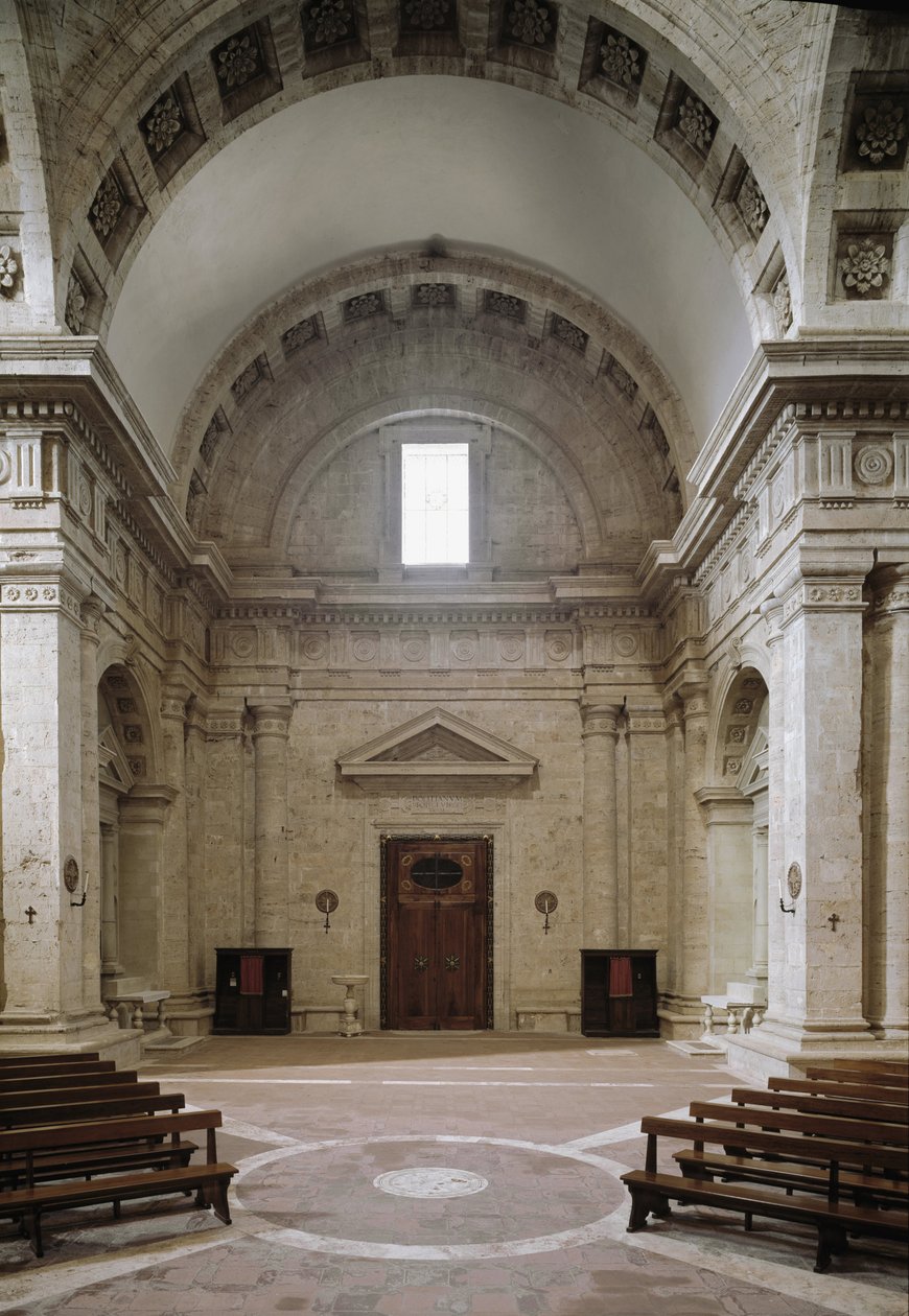 Inre vy av kyrkan St Biagio av Antonio da the elder Sangallo