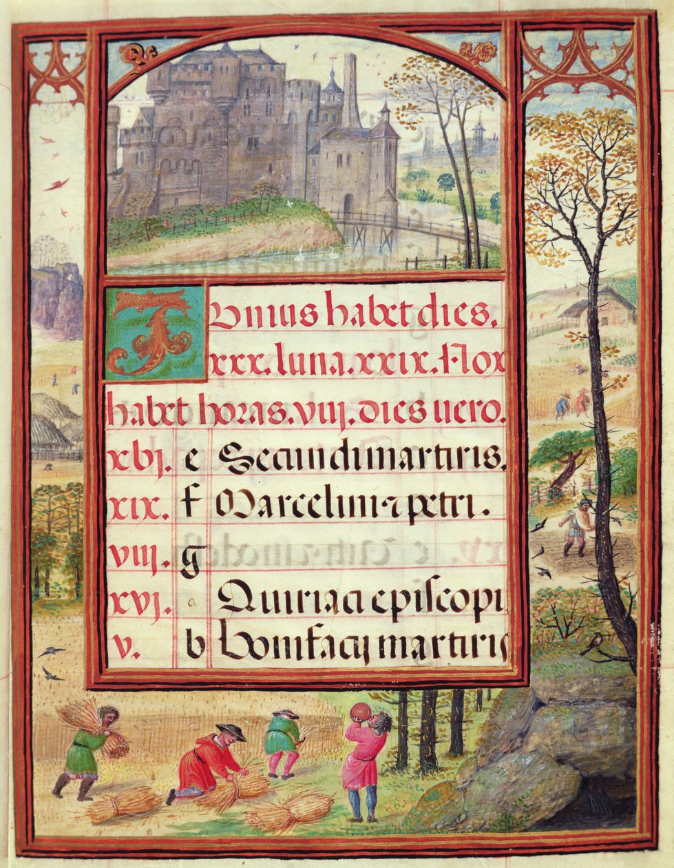 Juni månad, miniatyrer från "Livro de Horas de Dom Manuel", 1517-38 (tempera på pergament) av Antonio de Hollanda