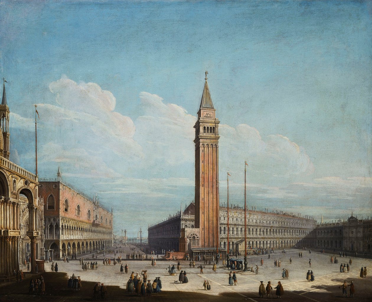 Piazza San Marco och Piazzetta, Venedig, med utsikt mot sydväst, 1741 av Antonio de dipi Joli