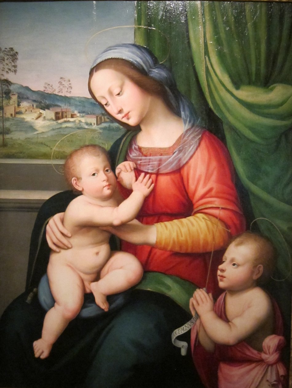 Madonna/ Jungfru Maria och barnet med Johannes Döparen av Antonio del Ceraiolo