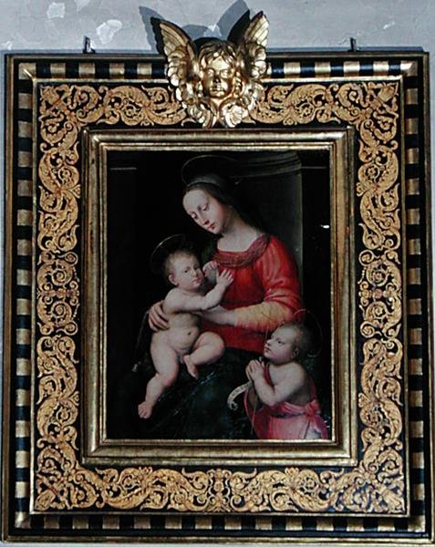 Madonna och barn med Johannes Döparen (olja på panel) av Antonio del Ceraiolo