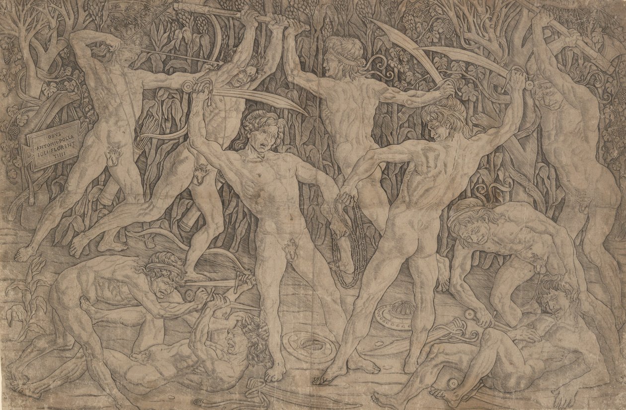 Slaget om de nakna männen, ca. 1470-90., ca. 1470-90. av Antonio Pollaiuolo