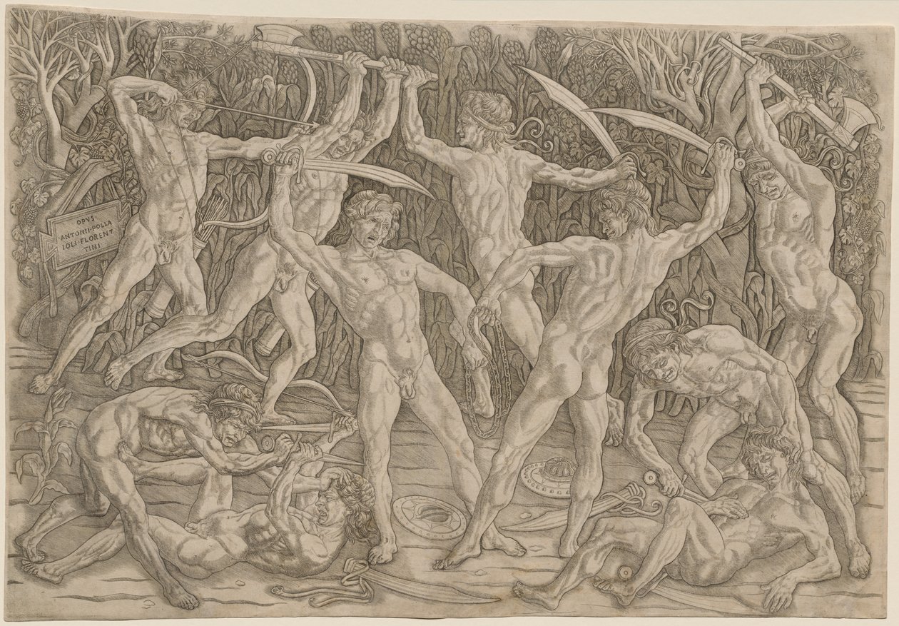 Battle of the Nudes, 1470-80-talen. av Antonio Pollaiuolo