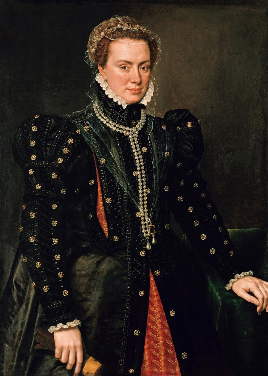 Porträtt av Margareta av Parma, hertiginna av Parma och guvernör i Nederländerna av Antonis Mor
