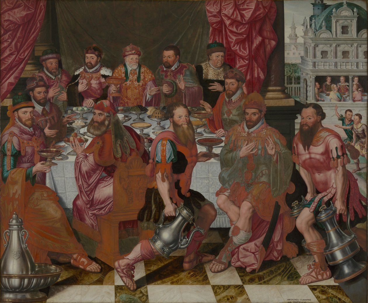 Bankett för rådsmedlemmarna i Rådhuset, 1574. av Antoon Claeissens