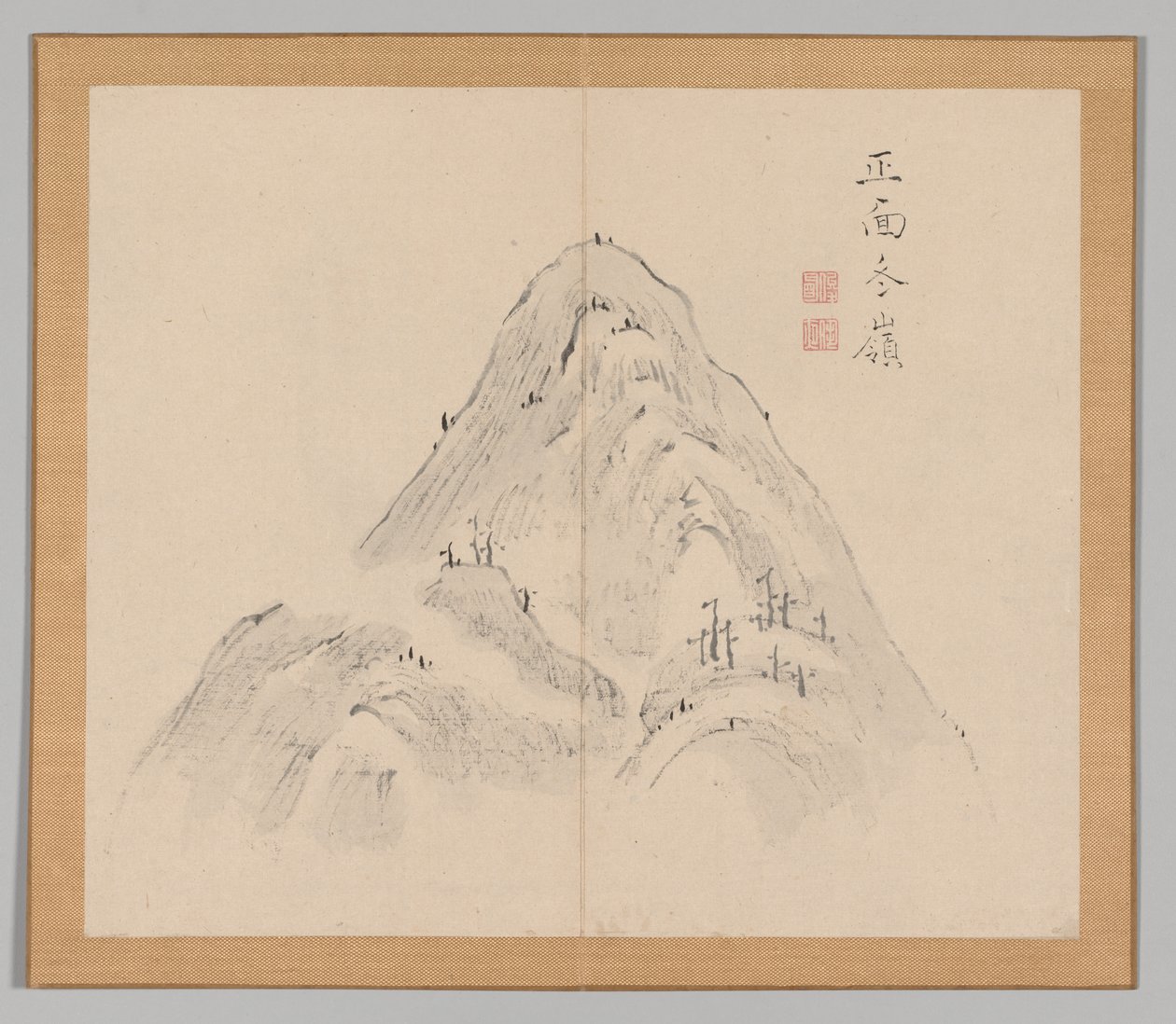 Dubbelalbum av landskapsstudier efter Ikeno Taiga, volym 1 blad 24, 1700-talet. av Aoki Shukuya
