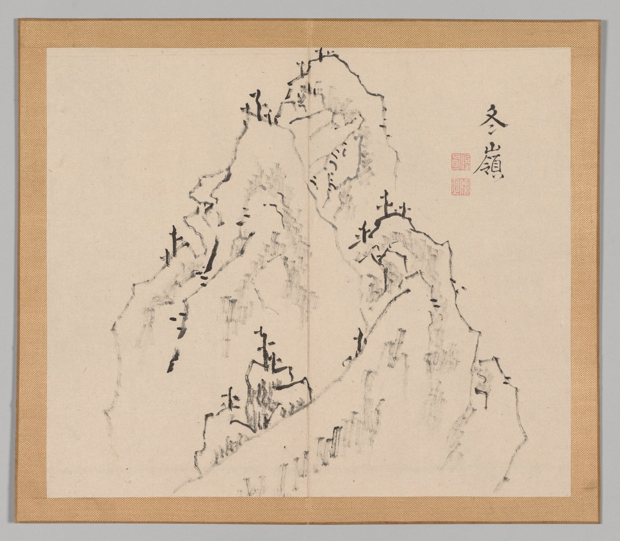 Dubbelalbum av landskapsstudier efter Ikeno Taiga, volym 1 blad 25, 1700-talet. av Aoki Shukuya
