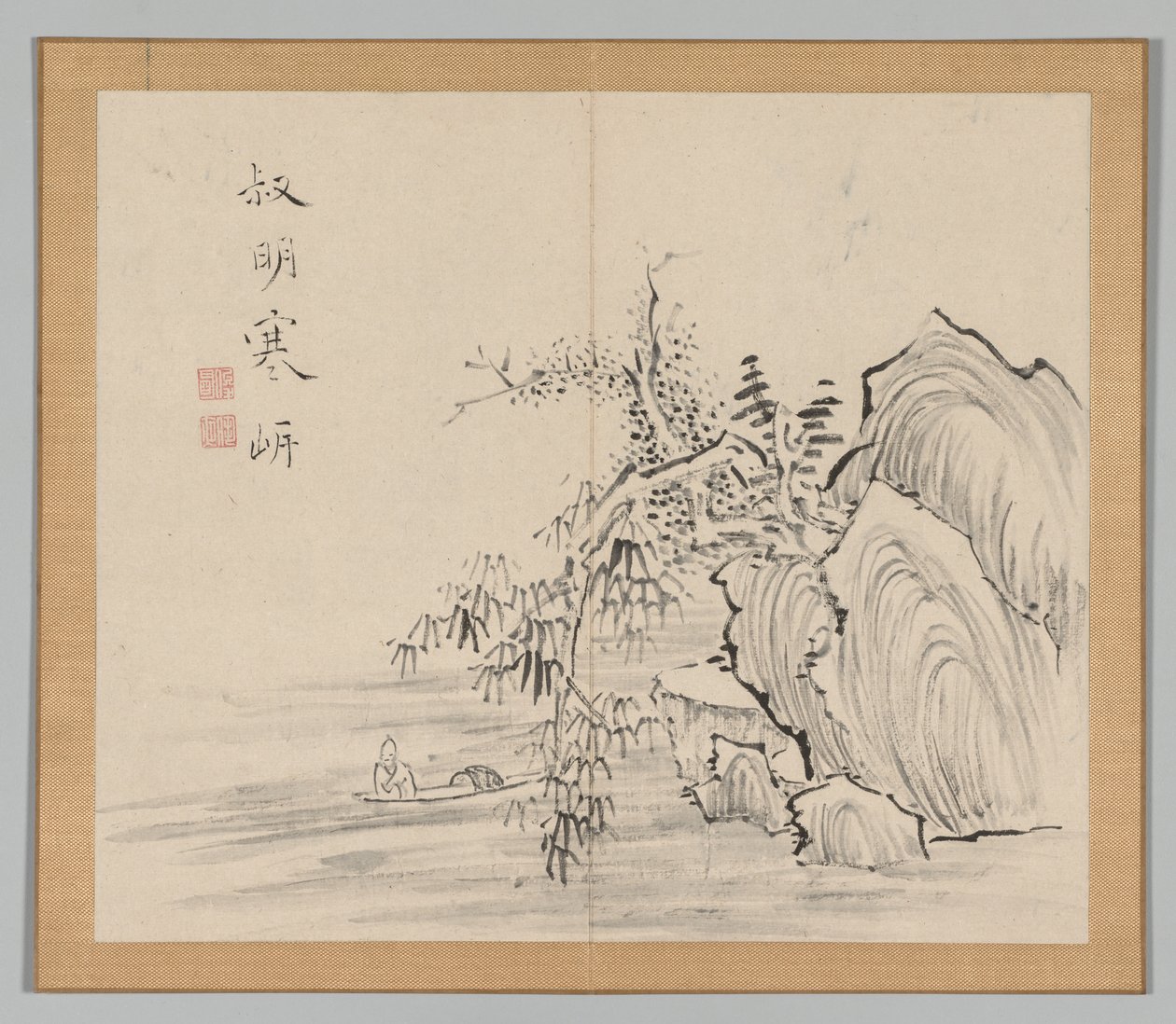 Dubbelalbum av landskapsstudier efter Ikeno Taiga, volym 2 blad 10, 1700-talet. av Aoki Shukuya