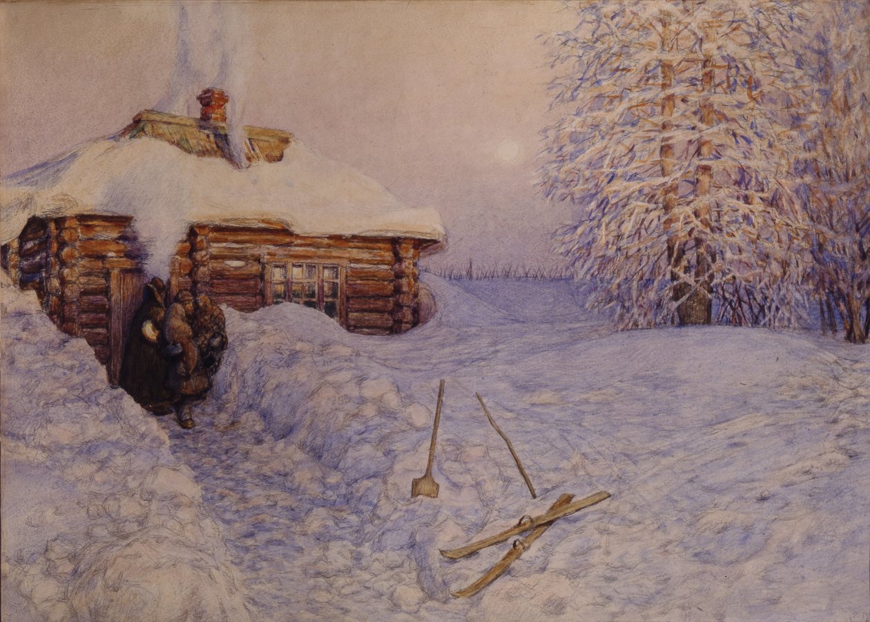 Banya på vintern, 1919 av Apollinari Mikhailovich Vasnetsov