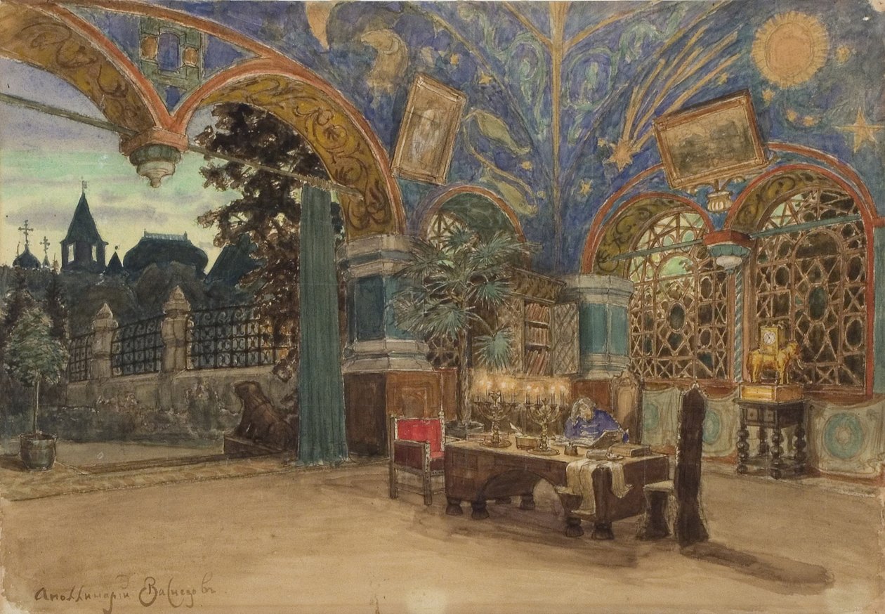 Prins Vasilij Golitsyns matsal. Scenografi för operan Khovanshchina av M. Musorgsky, 1897 av Apollinari Mikhailovich Vasnetsov