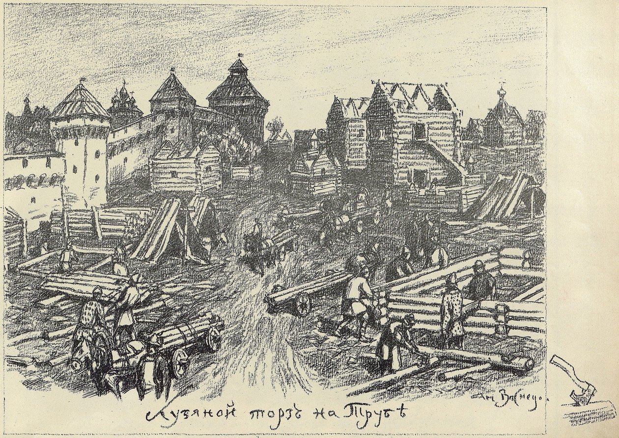 Lubyanoi Rynok trämarknad vid Truba Trubnaya-torget i Moskva, tidigt 1920-tal. av Apollinari Mikhailovich Vasnetsov