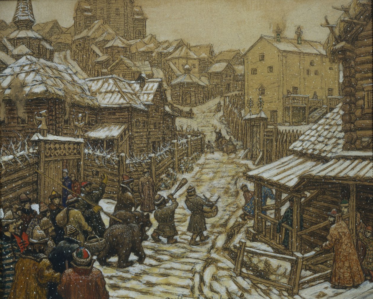 Björntränare. Gamla Moskva, 1911 av Apollinari Mikhailovich Vasnetsov
