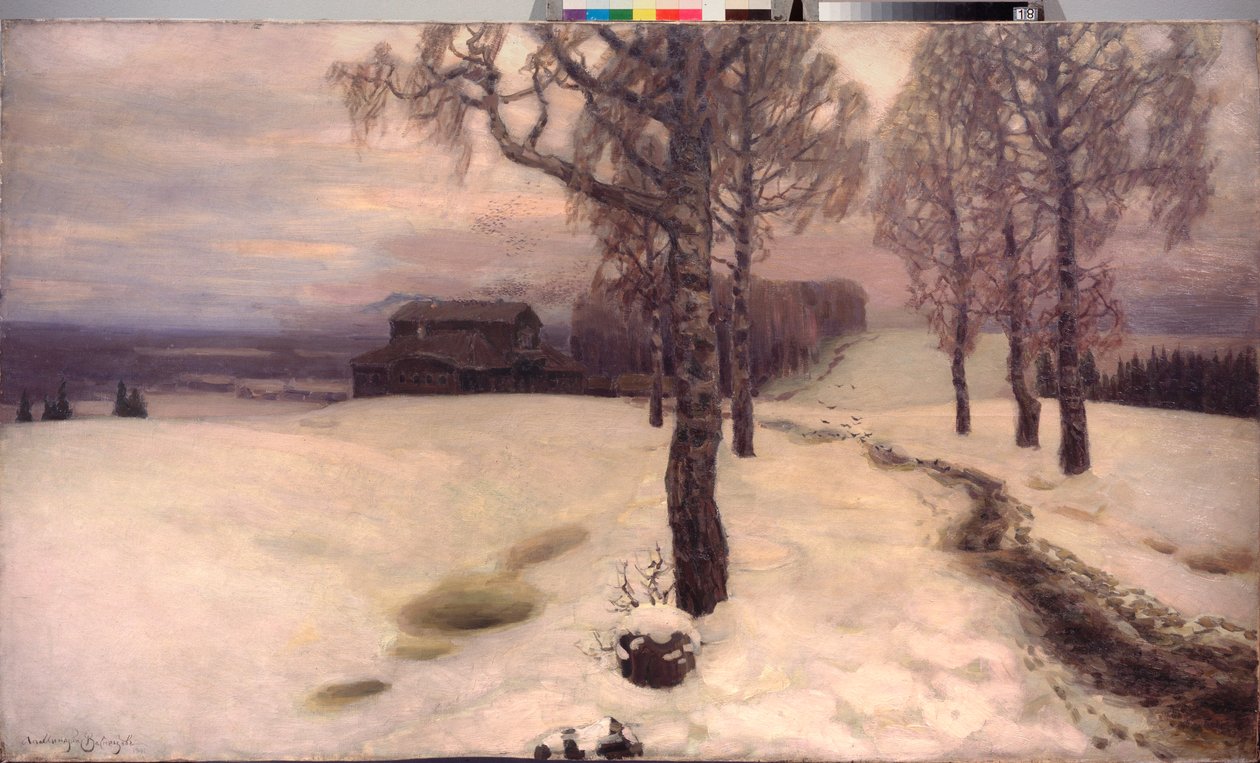 A Breath of Spring - Målning av Appolinari Mikhaylovich Vasnetsov (1856-1933), olja på duk av Apollinari Mikhailovich Vasnetsov