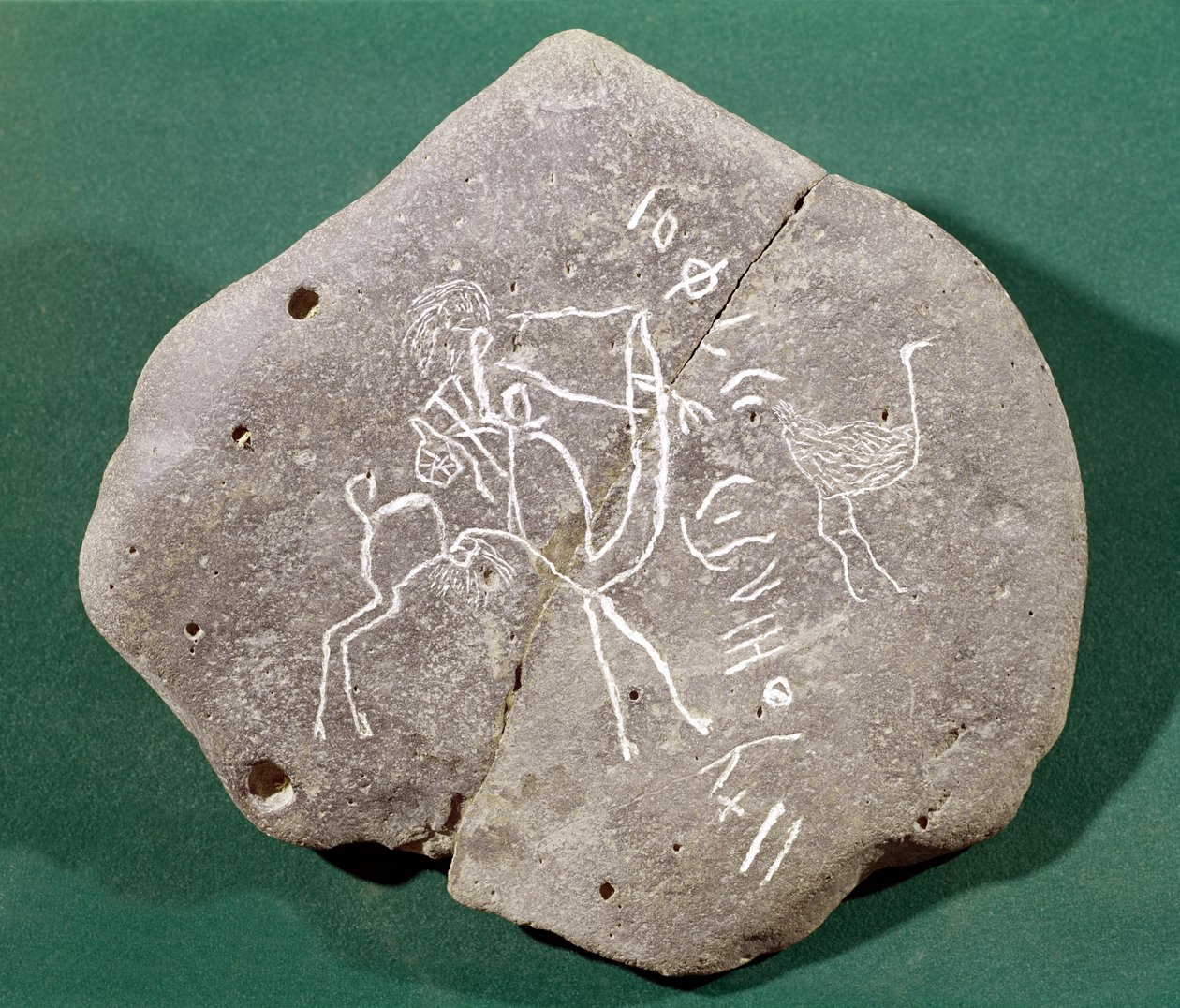 Sten inskriven med en jägare i öknen och en safaitisk inskription, 1:a århundradet f.Kr.-3:e århundradet e.Kr. av Arabic School
