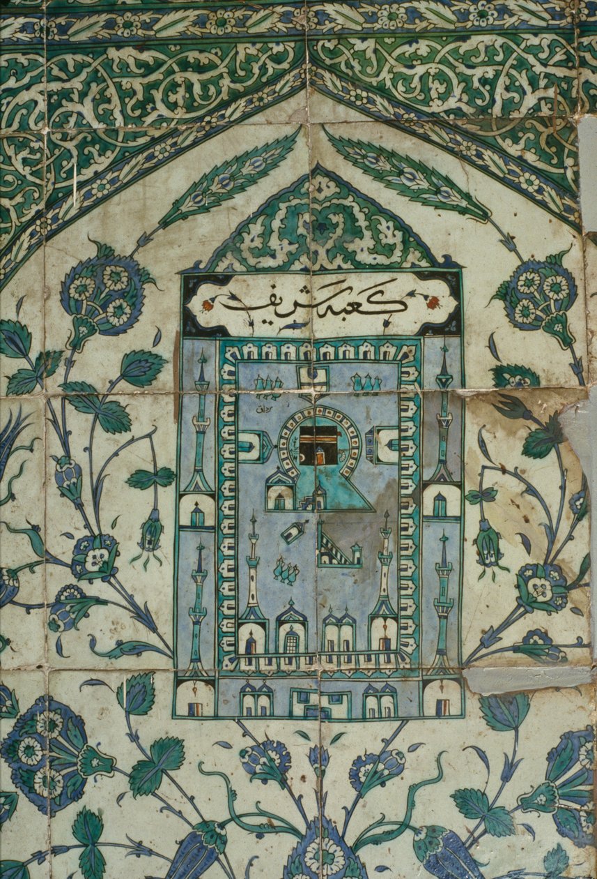 Kakel med en representation av Mecka, 1500-1600-tal (keramik) av Arabic School