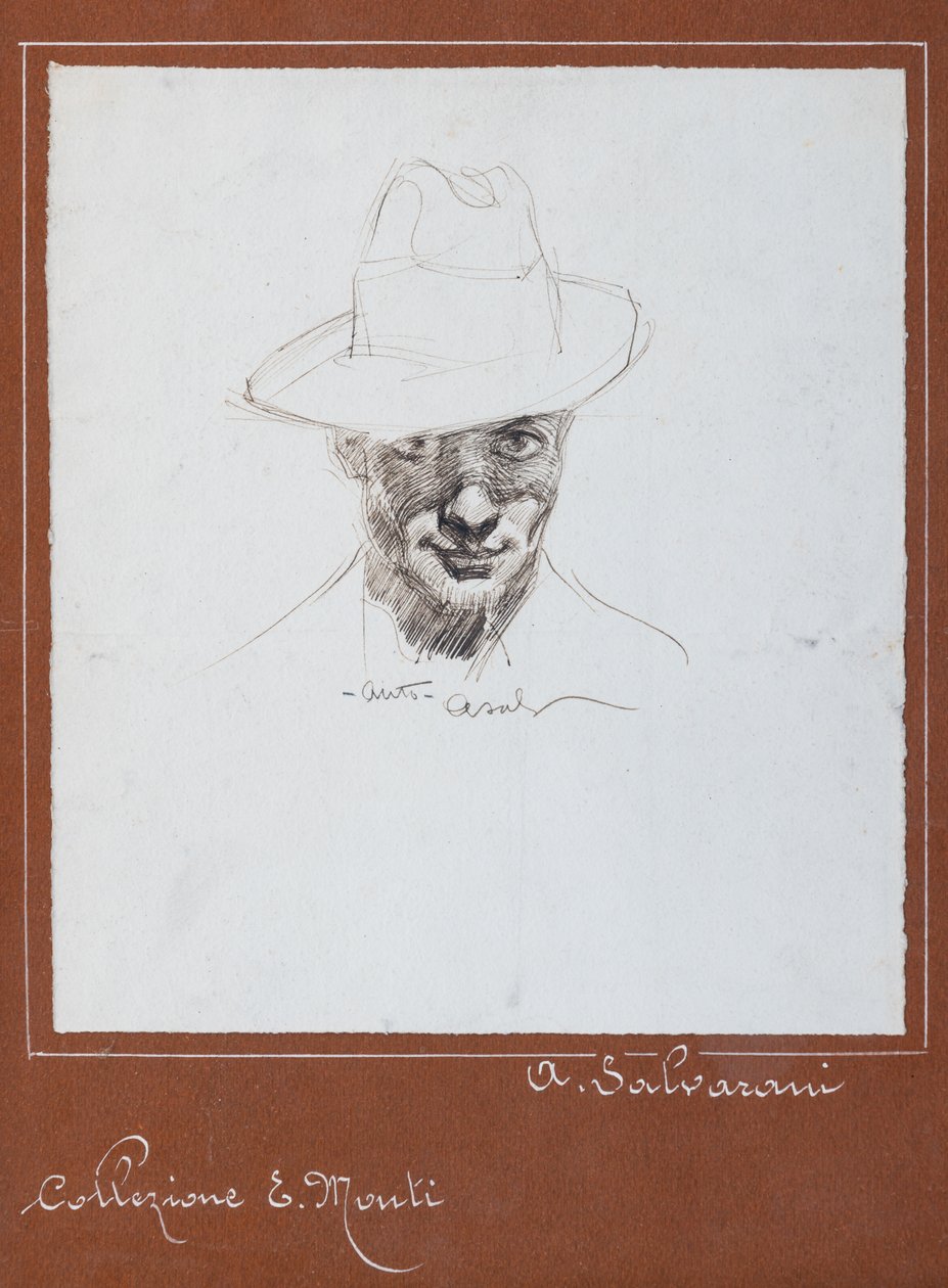 Självporträtt (tuschteckning) av Arcangelo Salvarani