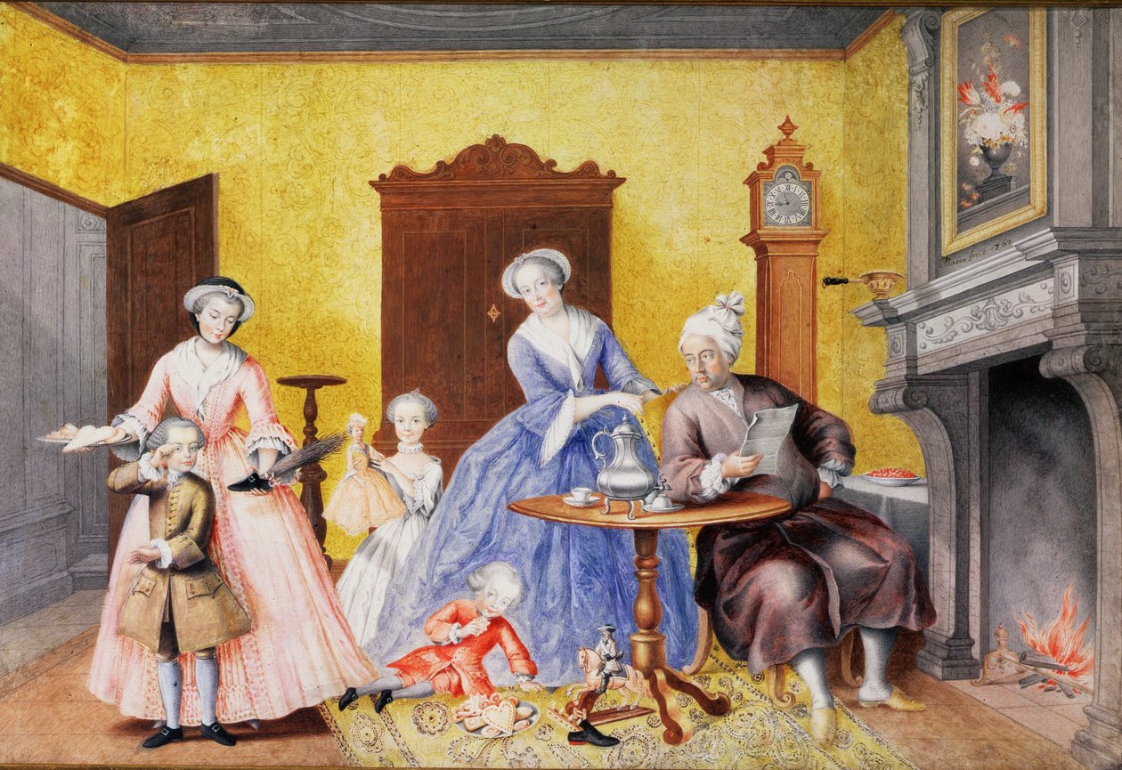 Jul i det kungliga hushållet av kejsarinnan Maria Theresia av Österrike (1717-80) med sin man, Frans I (1708-65), och barnen, Maria Christine, Ferdinand I (senare hertig av Modena) (1754-1806), mar av Archduchess of Austria Maria Christine
