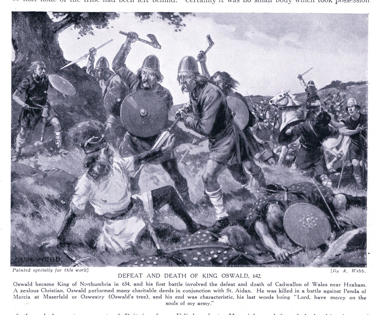 Kung Oswalds nederlag och död AD642, 1920-talet av Archibald Webb