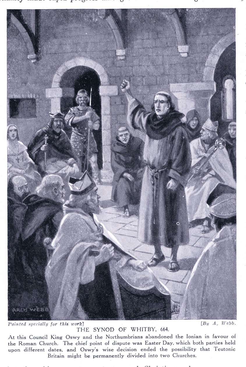 Synoden i Whitby AD664, 1920-talet av Archibald Webb