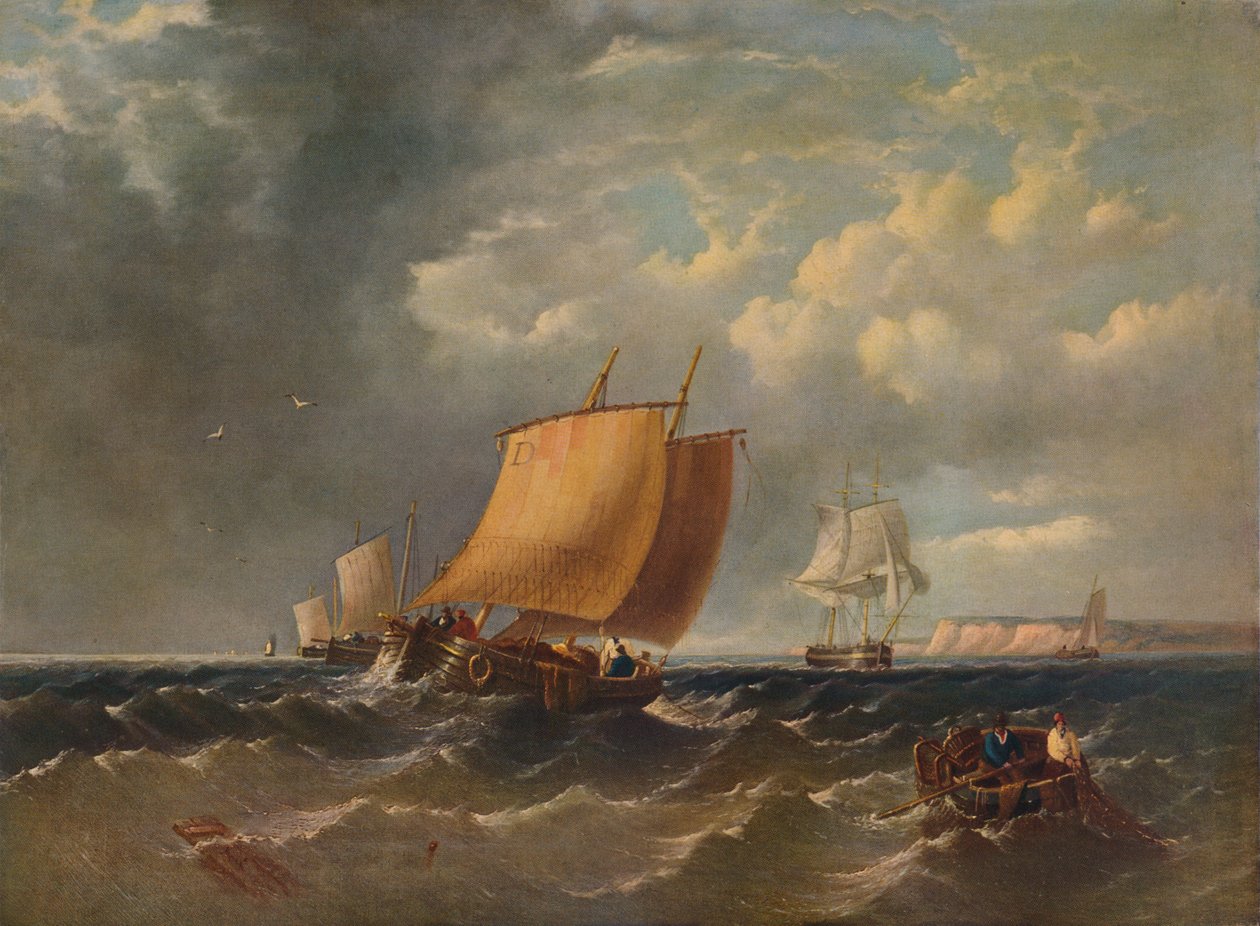 A Fishing Lugger utanför Kents kust, c1854, 1938 av Archibald Webb