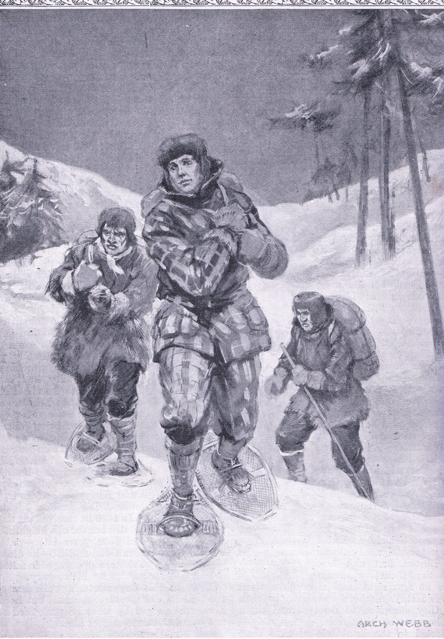 Genom spårlöst avfall till Labrador (Donald Smith), illustration från Cassells Romance of Famous Lives, ca 1940 av Archibald Webb