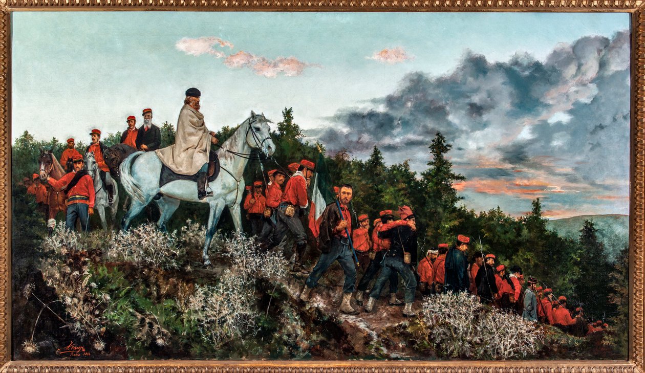 Slaget vid Mentana utkämpades den 3 november 1867 (olja på duk av Archimede Tranzi