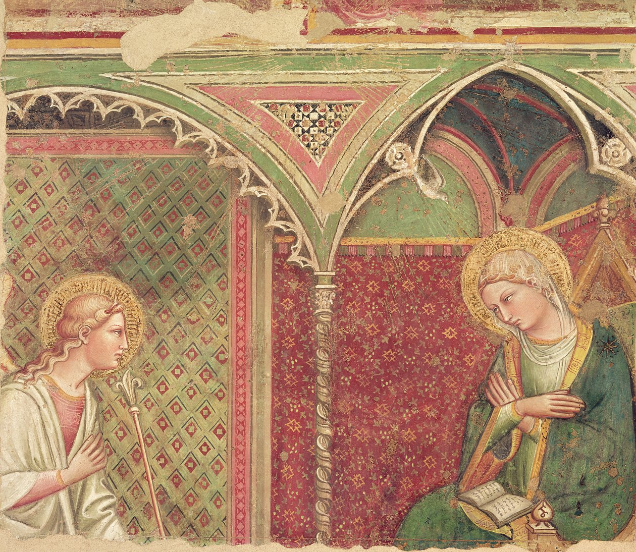 Detalj av Förkunnelsen, ca 1370 av Aretino Luca Spinello or Spinelli