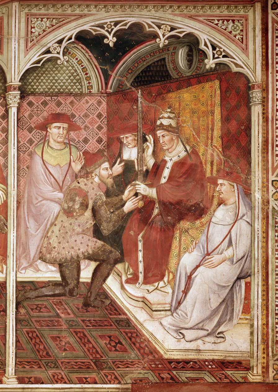 Berättelsen om påven Alexander III, påven som gav svärdet till Doge Ziani, 1407 av Aretino Luca Spinello or Spinelli