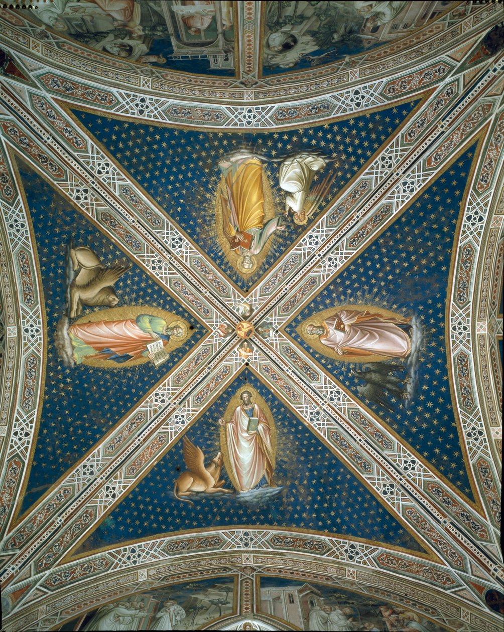 Valvfresker i sakristian föreställande de fyra evangelisterna, 1387 av Aretino Luca Spinello or Spinelli