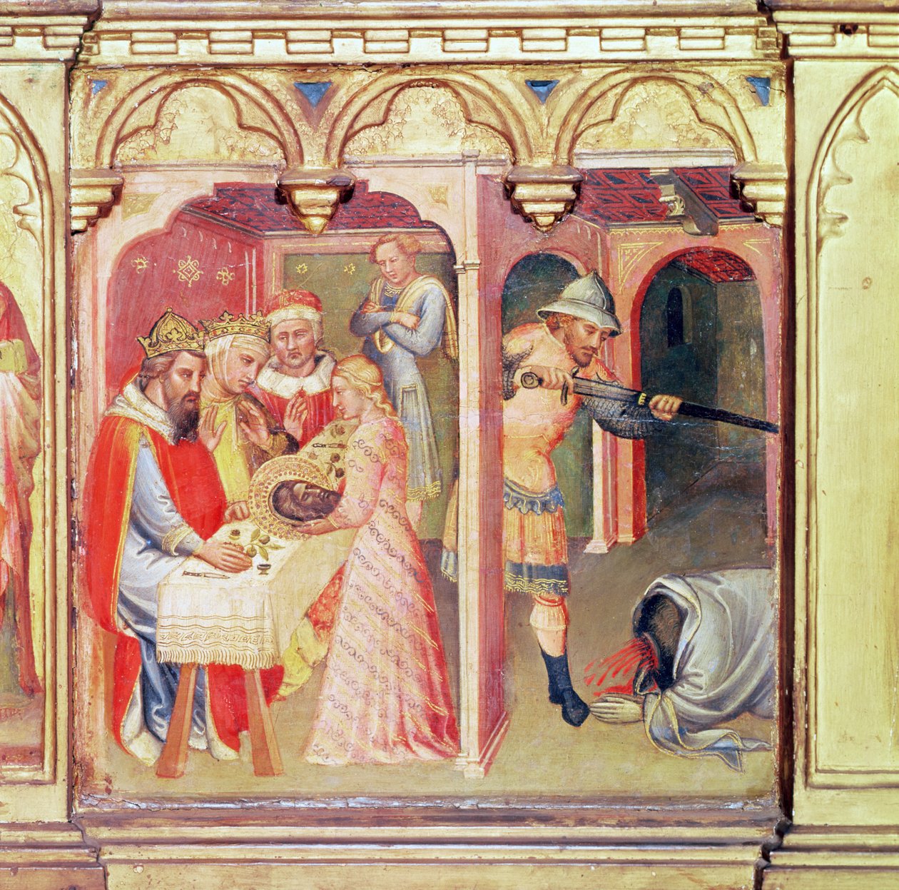 Johannes Döparens martyrskap, Predellapanelen från S:t Nemesius och S:t Johannes Döparen av Aretino Luca Spinello or Spinelli