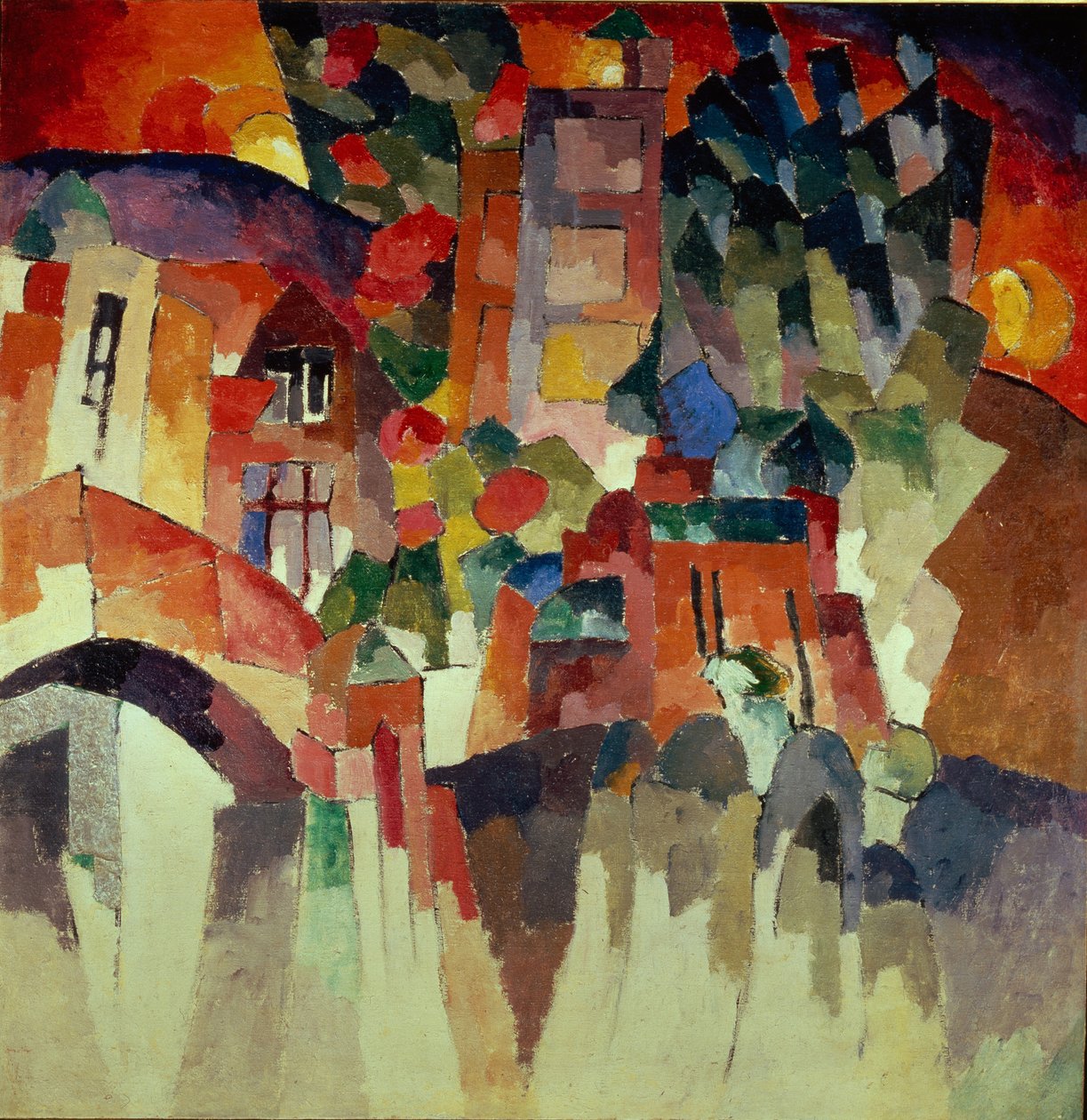 Kislovodsk landskapslandskap med portar, 1913 av Aristarkh Vasilievic Lentulov