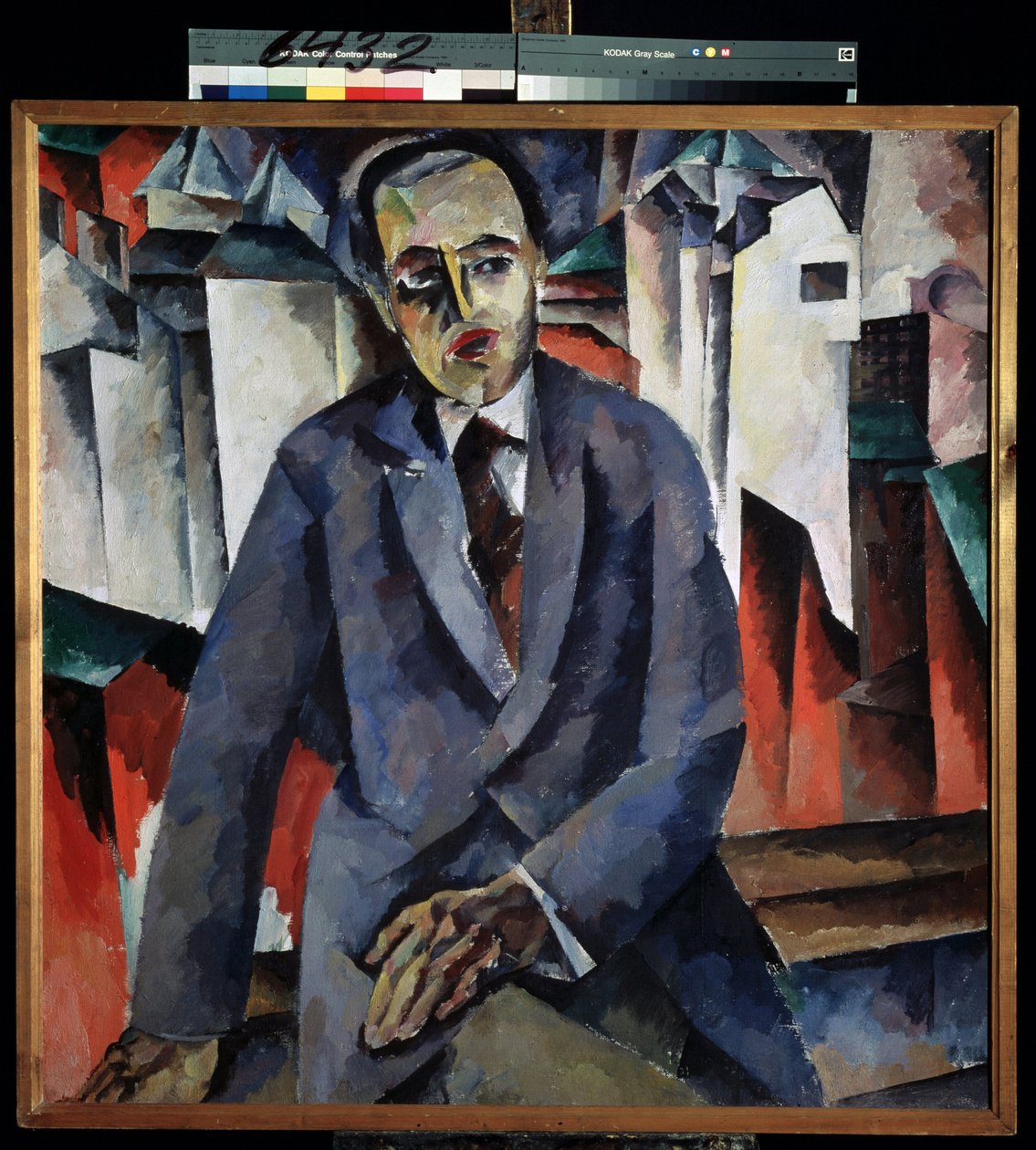 Porträtt av regissören Alexander Tairov (1885-1950) (Porträtt av regissören A. Tairov). Målning av Aristarkh Vasilyevich Lentulov (Lentulov) (1882-1943), olja på duk. Rysk konst, avantgardistisk 1900-tal. Ryska statens museum, Sankt Petersburg. av Aristarkh Vasilievic Lentulov