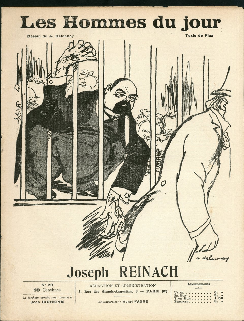 Omslag till "" The Men of the Day"", cirka 1905 - Illustration av Aristide Delannoy (1874-1911): Antisemitism, Silver - Reinach Joseph (1856-1921), Monkey av Aristide Delannoy