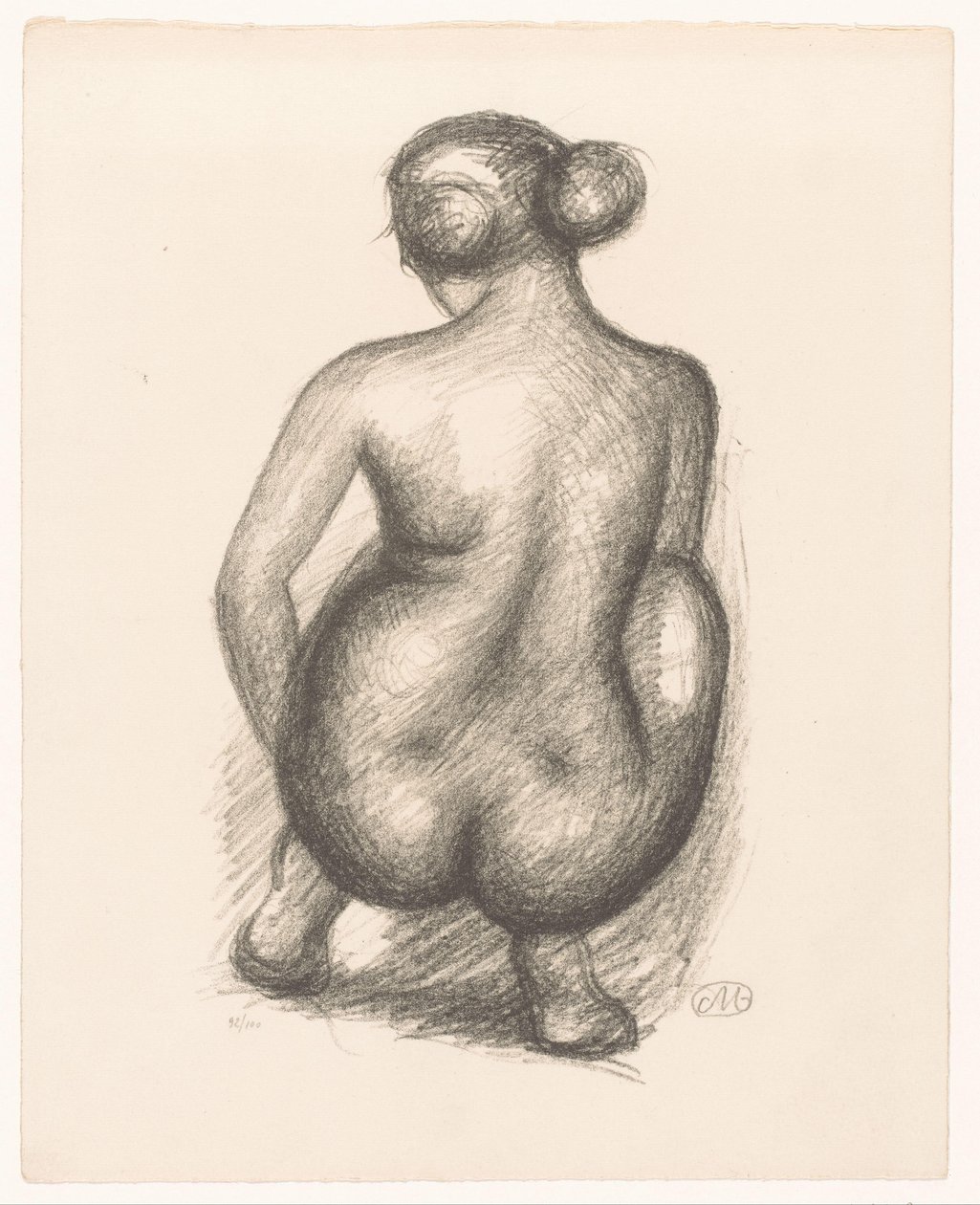 Hukande naken kvinna sett från baksidan Femme acroupie de dos (originaltitel) av Aristide Maillol (signed by artist)