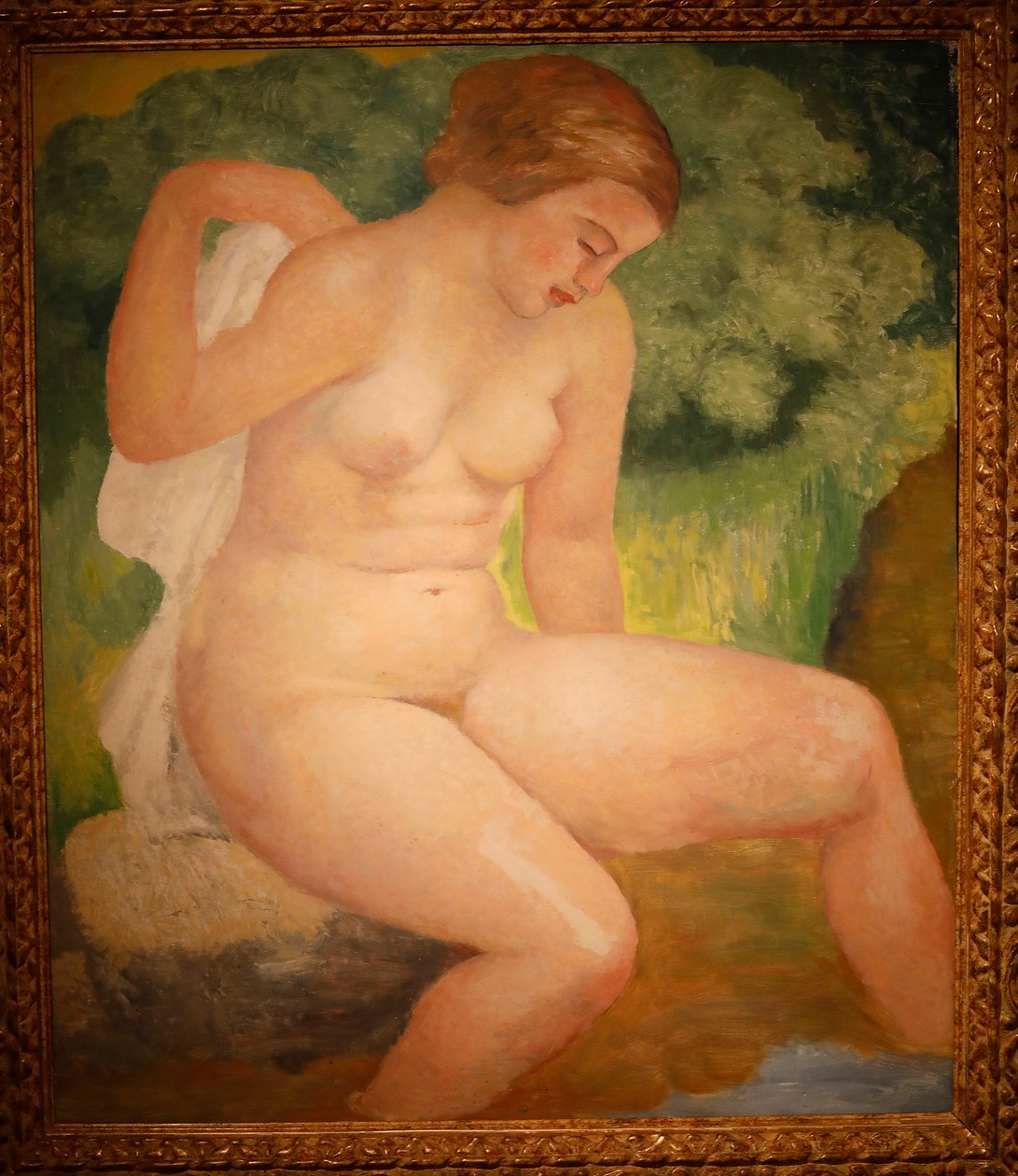 Badande i lund, ca 1931 (olja på trä) av Aristide Maillol