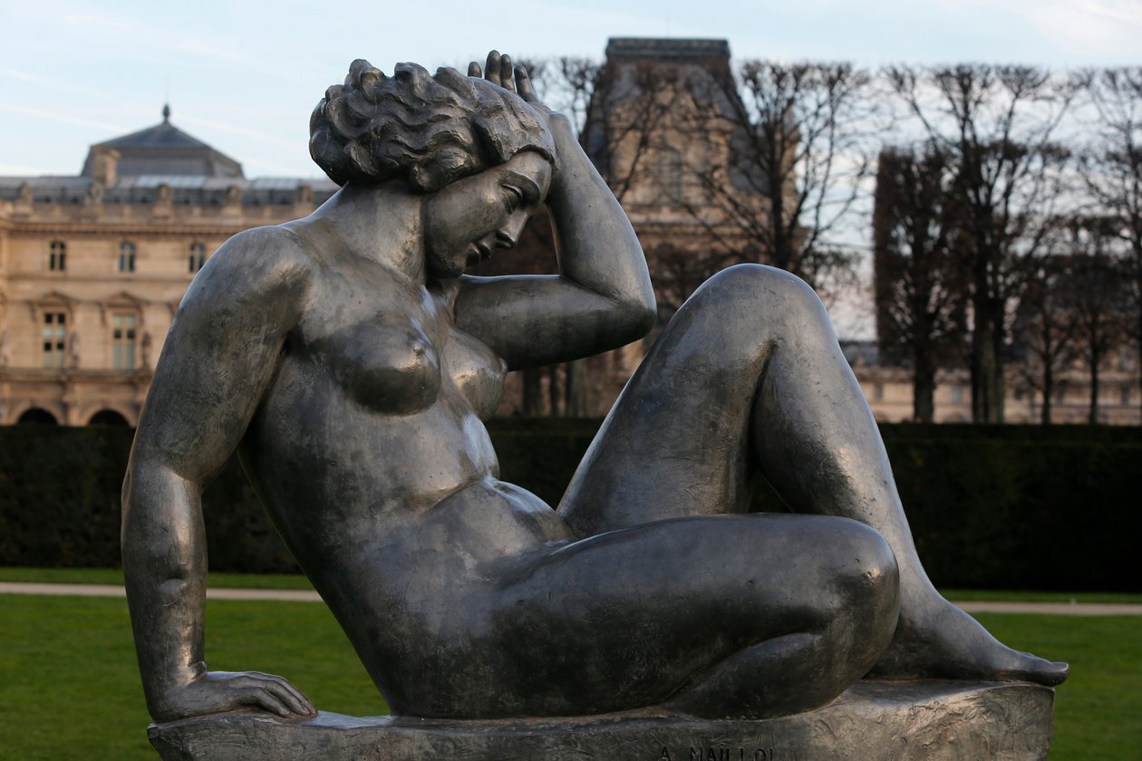 Jardin des tuileries, Aristide Maillol, Montagne 1937 (lead), Paris, Frankrike (foto) av Aristide Maillol