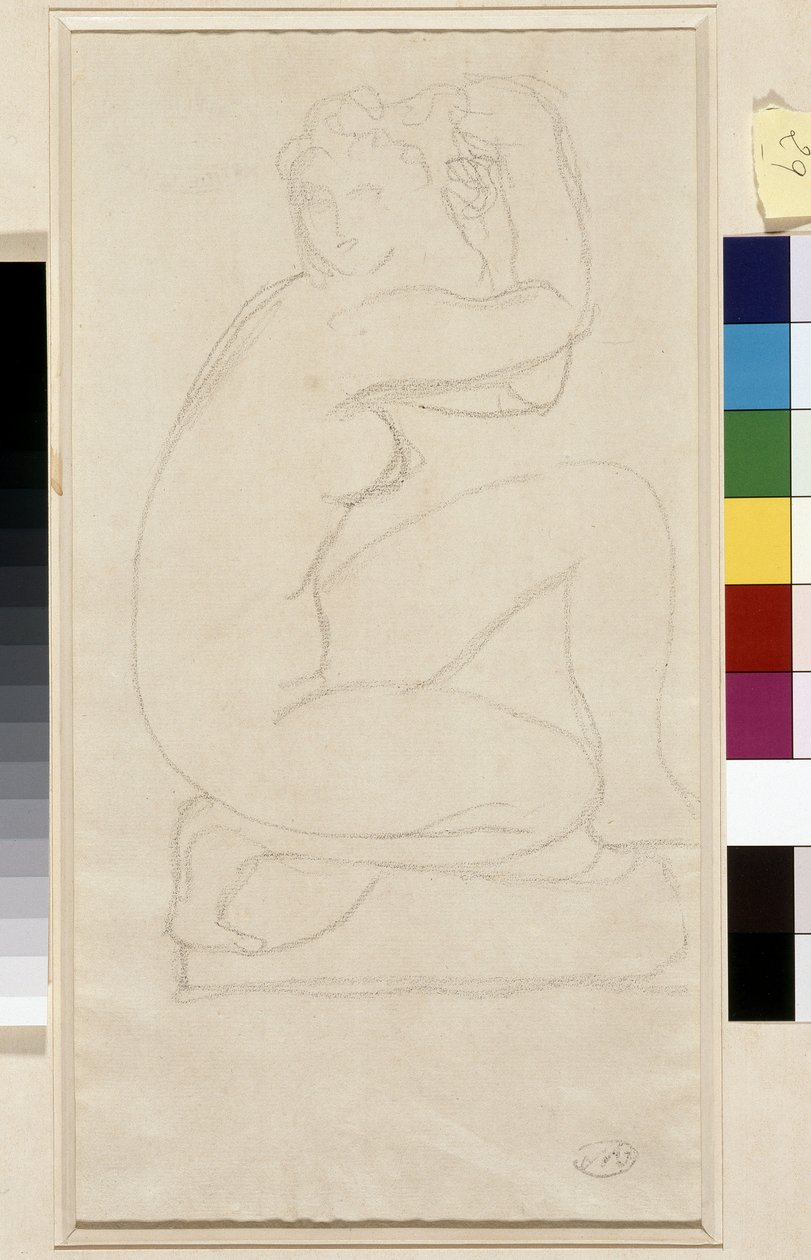 Naket hår. Teckning av Aristide Maillol (1861-1944). Bly på papper. Mått: 34x18,5cm. Musee Cantini, Marseille av Aristide Maillol