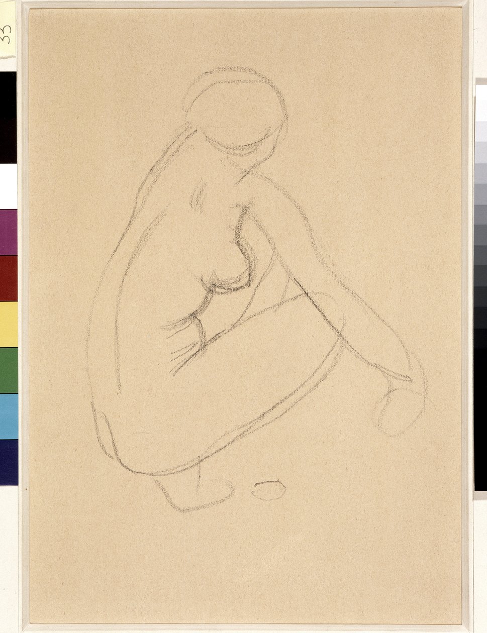 Naken knäböj. Teckning av Aristide Maillol (1861-1944). Penna på papper. Mått: 32x23cm. Musee Cantini, Marseille av Aristide Maillol
