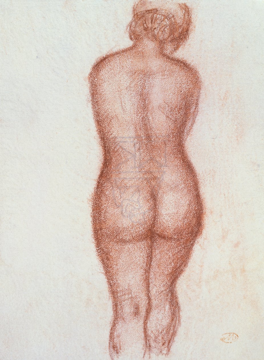 Naken stående från ryggen (pastell på papper) av Aristide Maillol