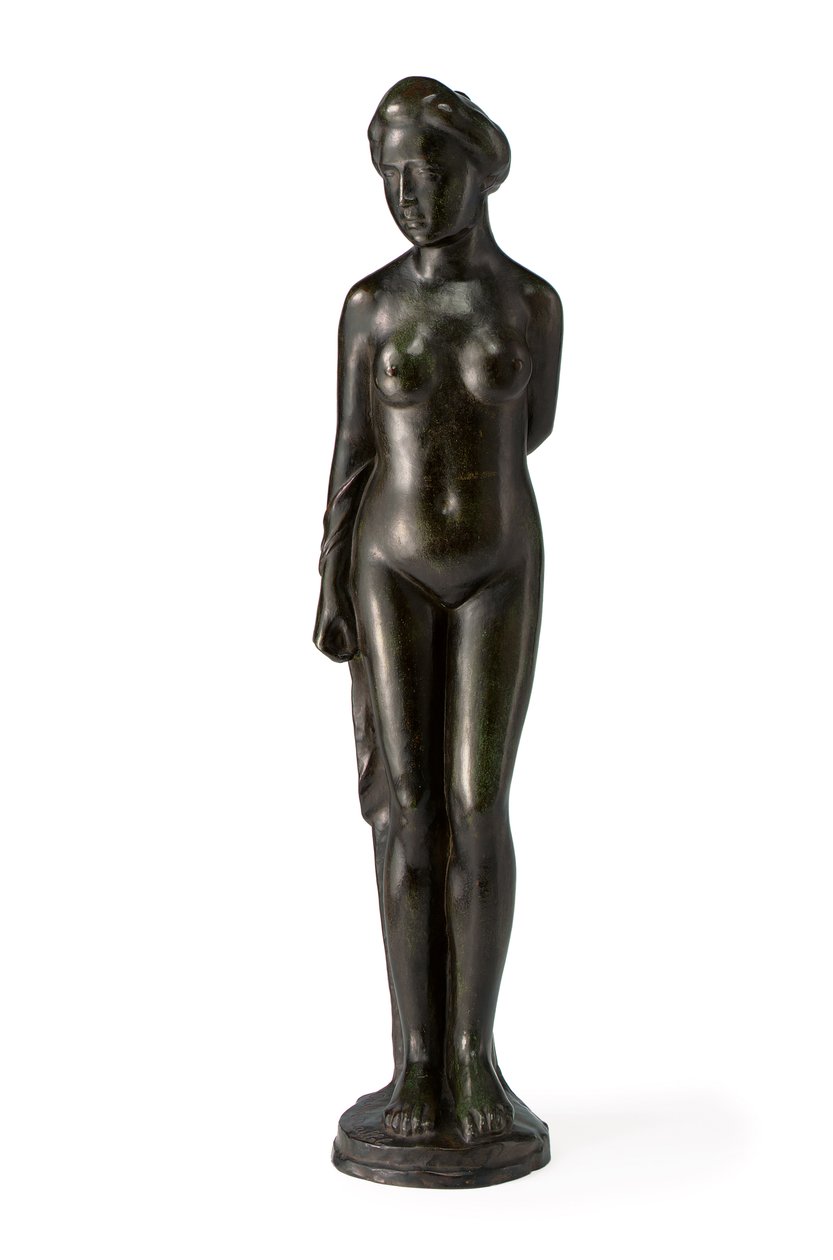Stående badkar, med draperi över höger arm; Badande stående draperad över höger arm av Aristide Maillol