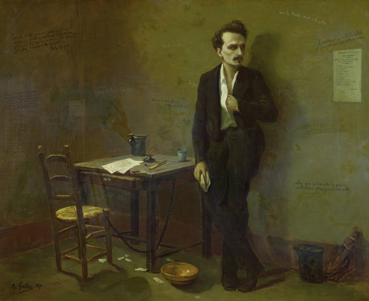 Henri Rochefort (1831-1913) i Mazas fängelse, 1871 av Armand Desire Gautier