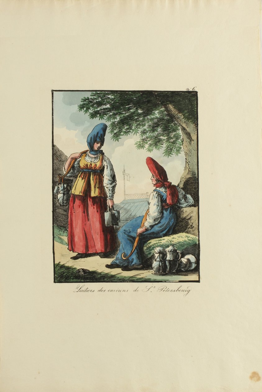 Mejeriska kvinnor i Petersburg, 1817 av Armand Gustave Haubigant