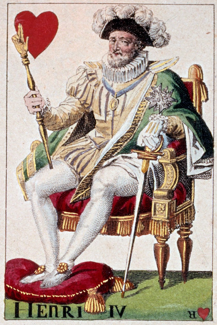 Representation av kung Henrik IV (1553-1610). Detalj av ett spelkort gjort av Gustave Houbigant (1789-1862) 1800-talets Paris B.N. av Armand Gustave Houbigant