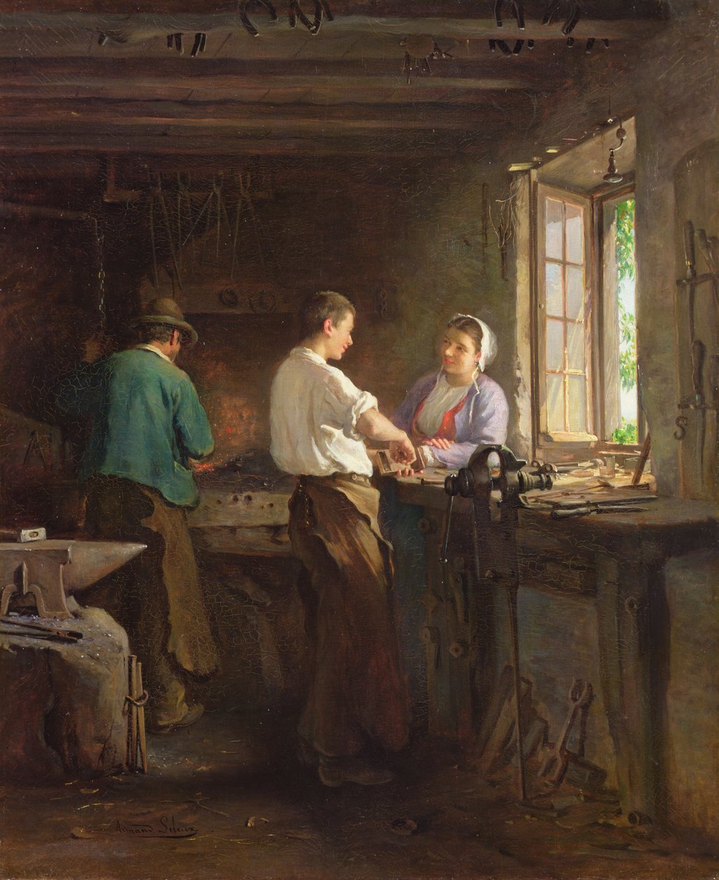 Låssmed (olja på duk) av Armand Hubert Simon Leleux