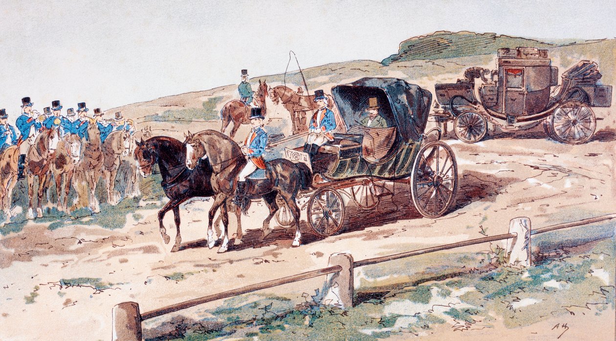 En postillion monterad på en vagnhäst, 1800-talet, 1886 av Armand Jean Heins